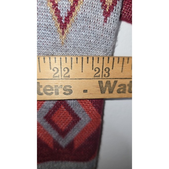 Allison Brittney Cardigan 1X Plus Red Longline Open Front Aztec Southwestern - Picture 8 of 9